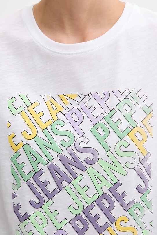 Памучна тениска Pepe Jeans PL506108 бял