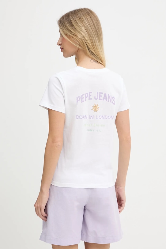Pepe Jeans tricou din bumbac imprimeu alb PL506109