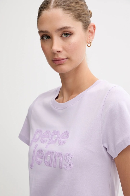 Бавовняна футболка Pepe Jeans фіолетовий PL506113