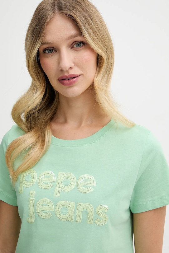 Хлопковая футболка Pepe Jeans зелёный PL506113