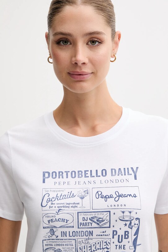 Bavlnené tričko Pepe Jeans biela PL506119