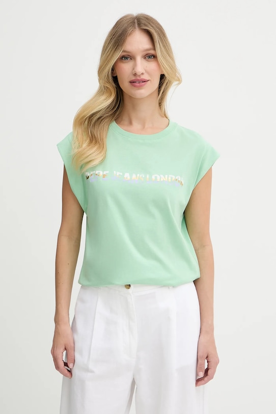 Хлопковая футболка Pepe Jeans хлопок зелёный PL506121