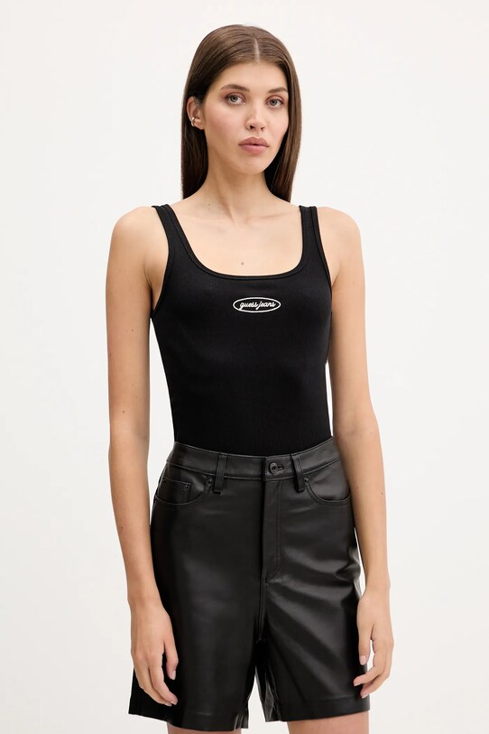 Топ Guess Jeans з еластаном чорний W5YP35.KA0H1
