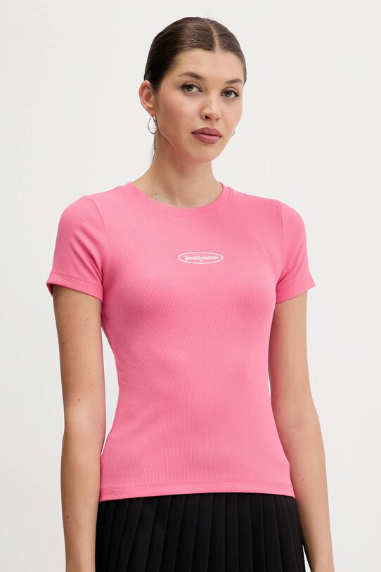 Guess Jeans tricou imprimeu roz W5YP37.KA0H1