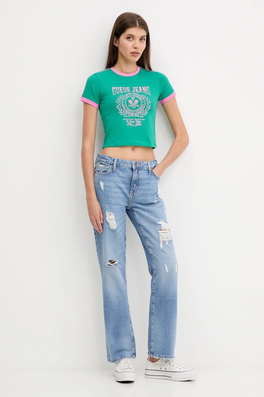 Tričko Guess Jeans W5YI03.J1314 tyrkysová AW25