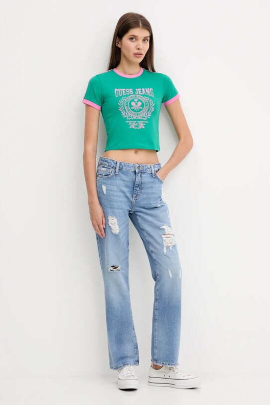 Kratka majica Guess Jeans W5YI03.J1314 zelena AW25