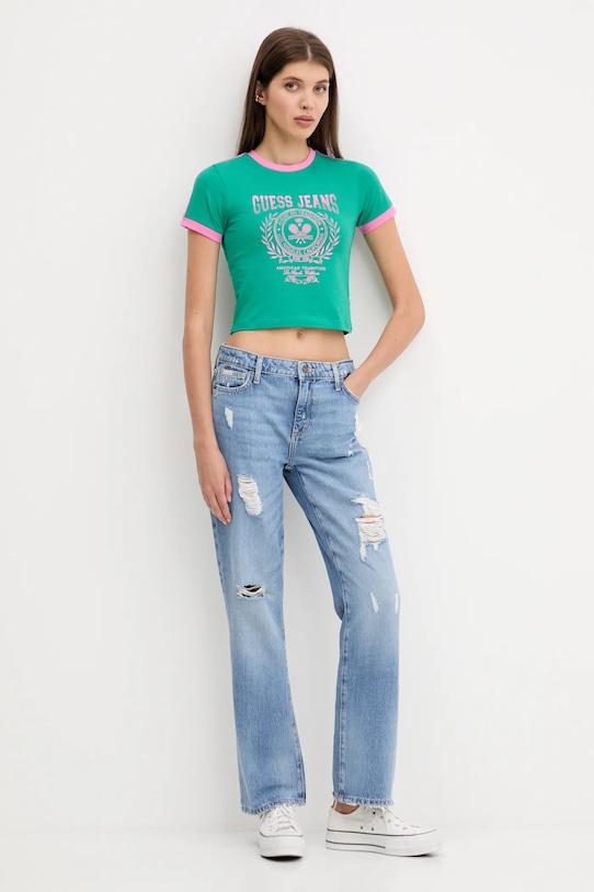 Majica kratkih rukava Guess Jeans W5YI03.J1314 zelena AW25