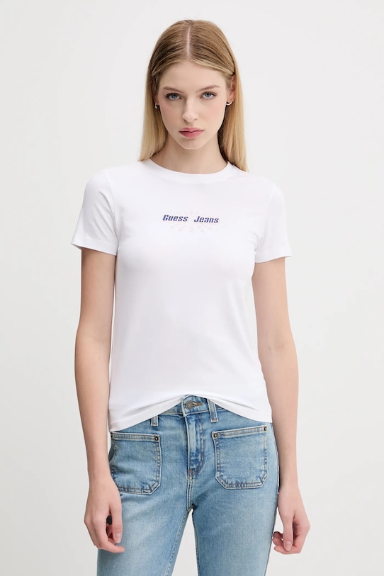 Guess Jeans tricou print alb W5YI04.J1314