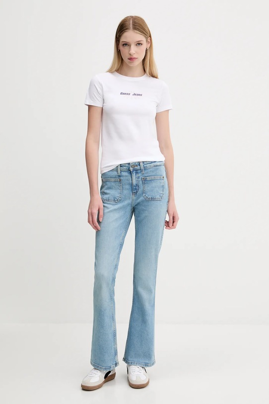 Μπλουζάκι Guess Jeans W5YI04.J1314 λευκό AW25