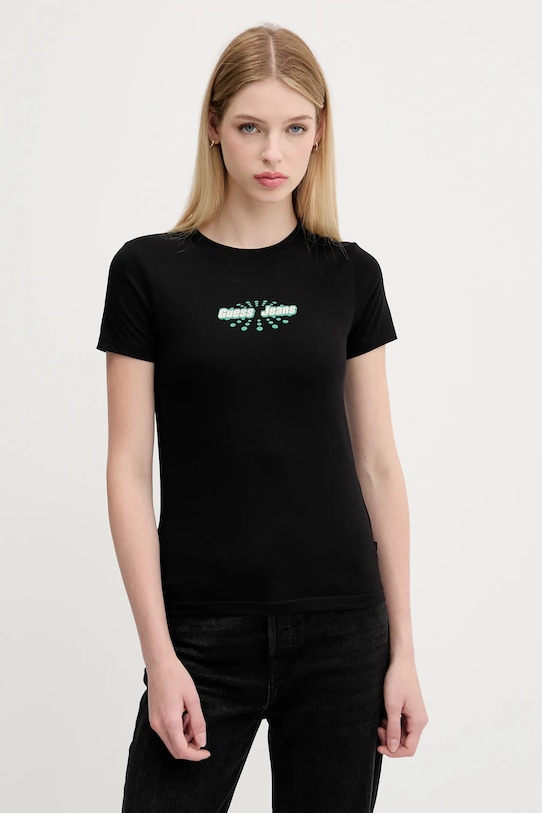 Guess Jeans tricou print negru W5YI04.J1314