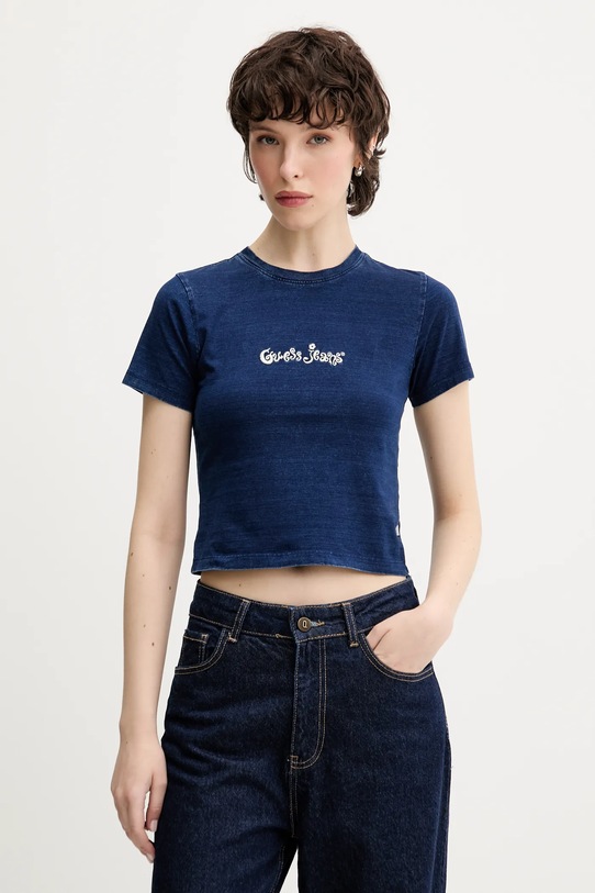 Guess Jeans t-shirt aplikacja granatowy W5YI20.KCTL1