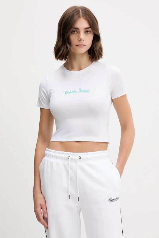 Guess Jeans tricou imprimeu alb W5YI24.J1314