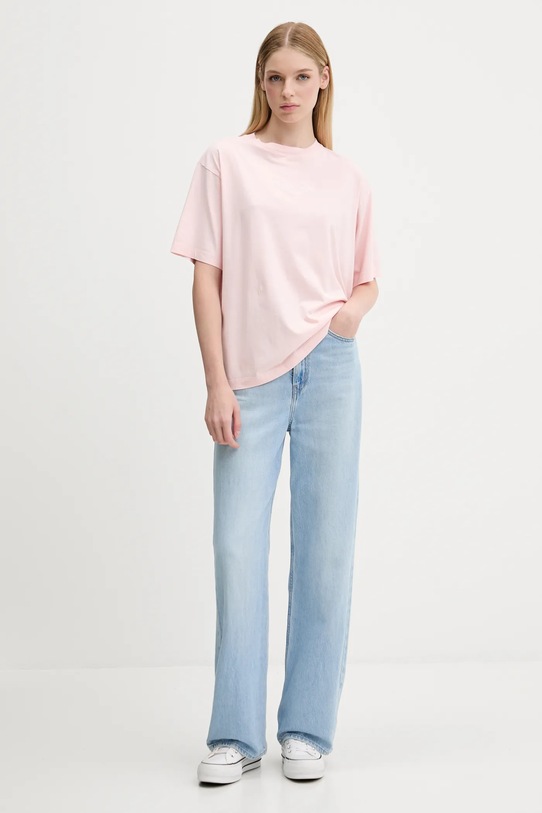 Βαμβακερό μπλουζάκι Guess Jeans W5YI25.K8HM0 ροζ AW25