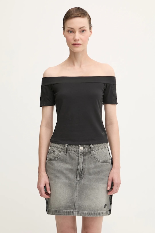 adidas Originals t-shirt Bandeau SS z elastanem czarny JV9742