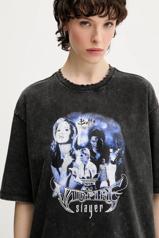 Bombažna kratka majica adidas Originals Buffy Tee Os črna JW0154
