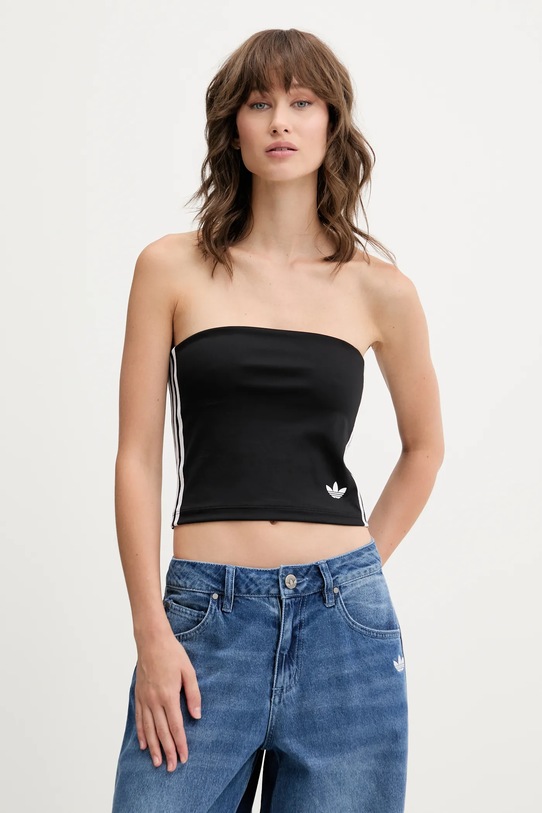 Top adidas Originals 3-Stripes απλικέ μαύρο JX7717