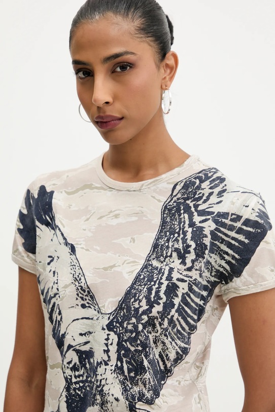 Diesel tricou din bumbac T-UNCUTIE-LONG-R1 bej A19551.0DLBM