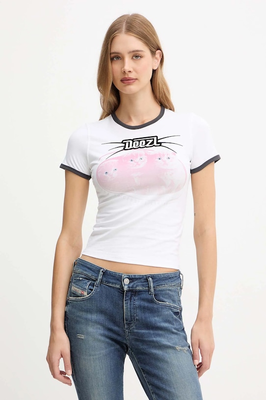 Diesel tricou T-UNCUTIES-LONG-R13 imprimeu alb A19655.0HQAH