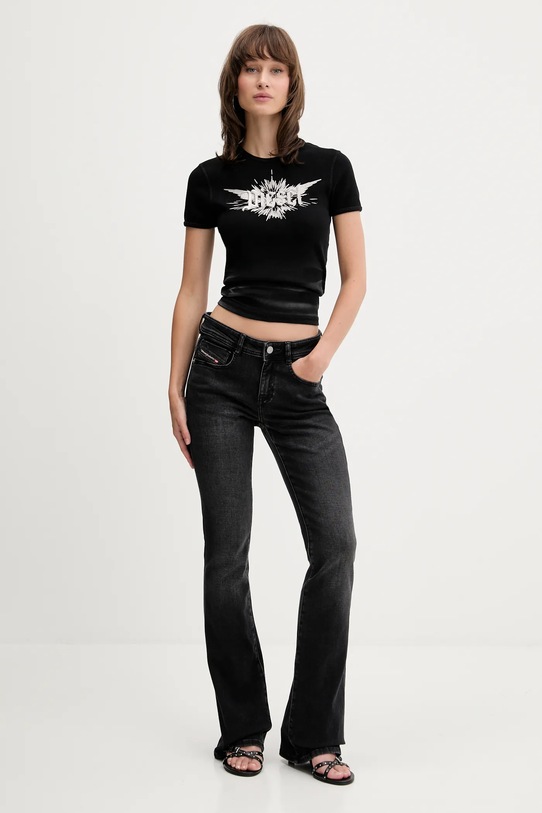 Diesel t-shirt T-ELE-LONG-P2 A14231.0WFBM czarny AW25