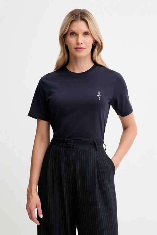 Bally t-shirt bawełniany nadruk granatowy WJE085