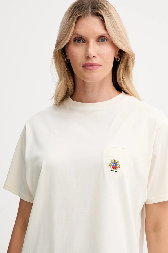 Bally t-shirt bawełniany beżowy WJE07E
