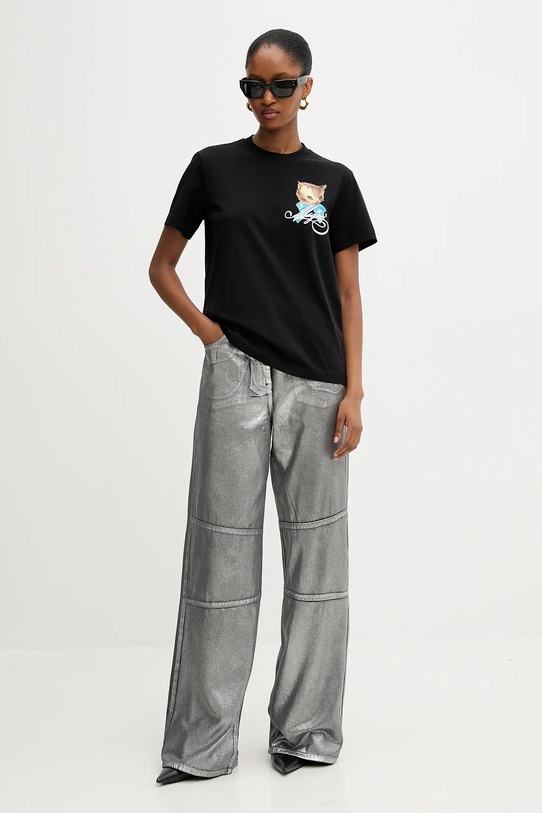 Bavlněné tričko MSGM 3941MDM110SE.257590 černá AW25