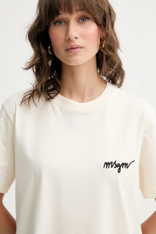 MSGM t-shirt bawełniany beżowy 2000MDM540.200002