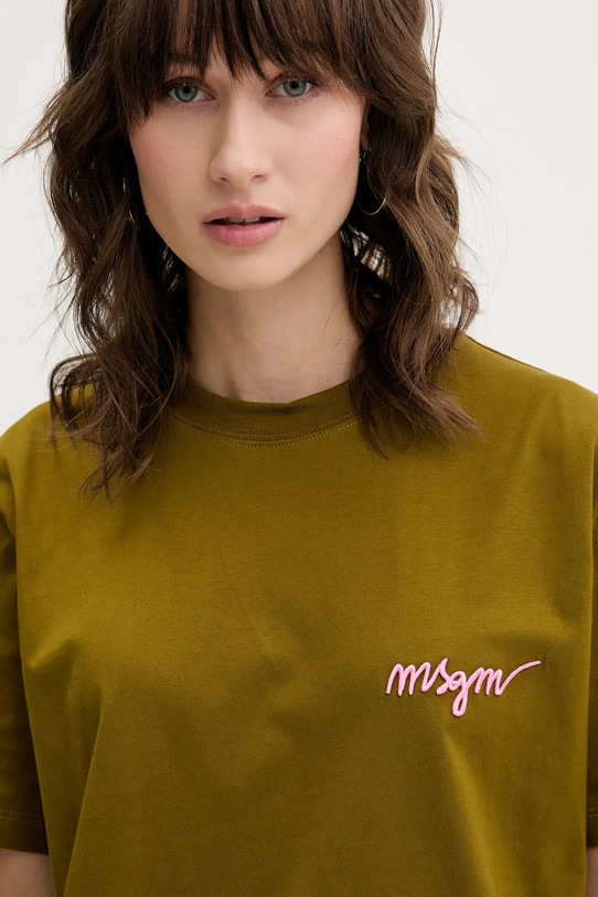 MSGM t-shirt bawełniany zielony 3941MDM540.257798