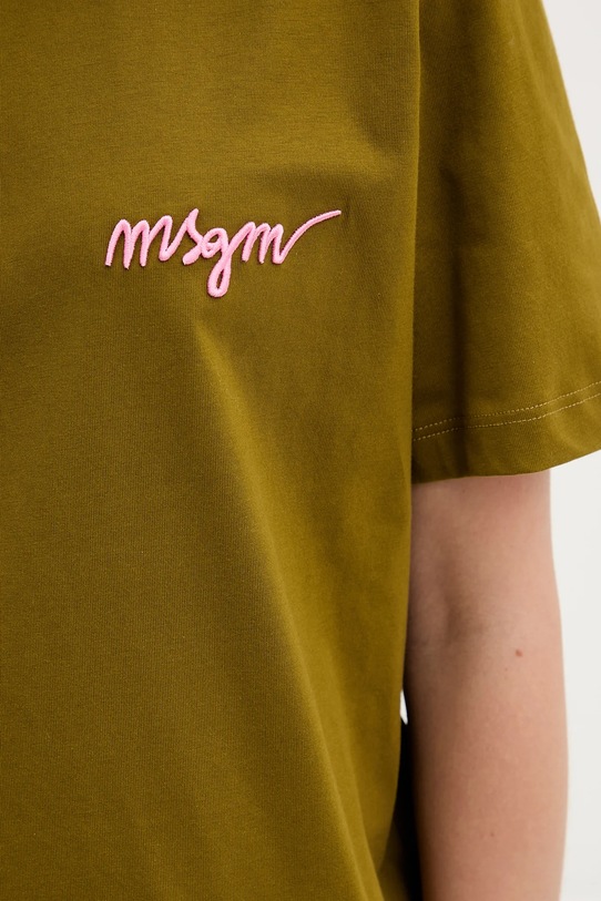 MSGM t-shirt bawełniany 3941MDM540.257798 zielony