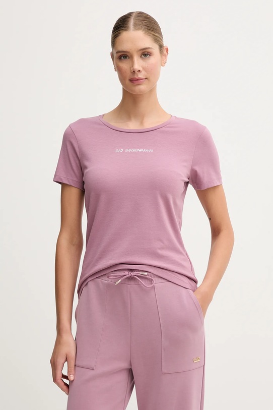 EA7 Emporio Armani t-shirt z elastanem różowy AF12115.7W000798
