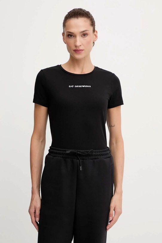 EA7 Emporio Armani t-shirt z elastanem czarny AF12115.7W000798