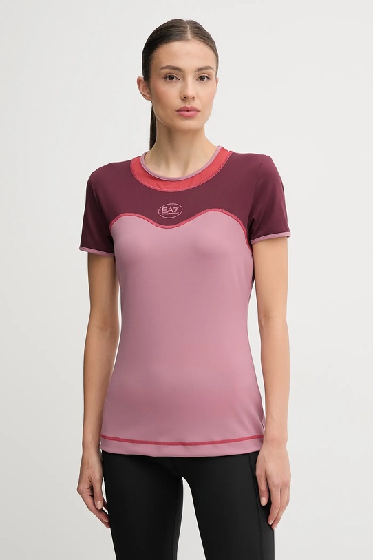 EA7 Emporio Armani t-shirt treningowy wzorzyste różowy AF19155.7W000557