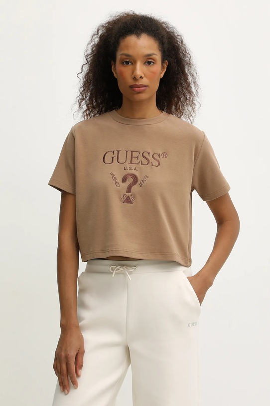 Guess t-shirt FABIA aplikacja brązowy V5BI01.K1891