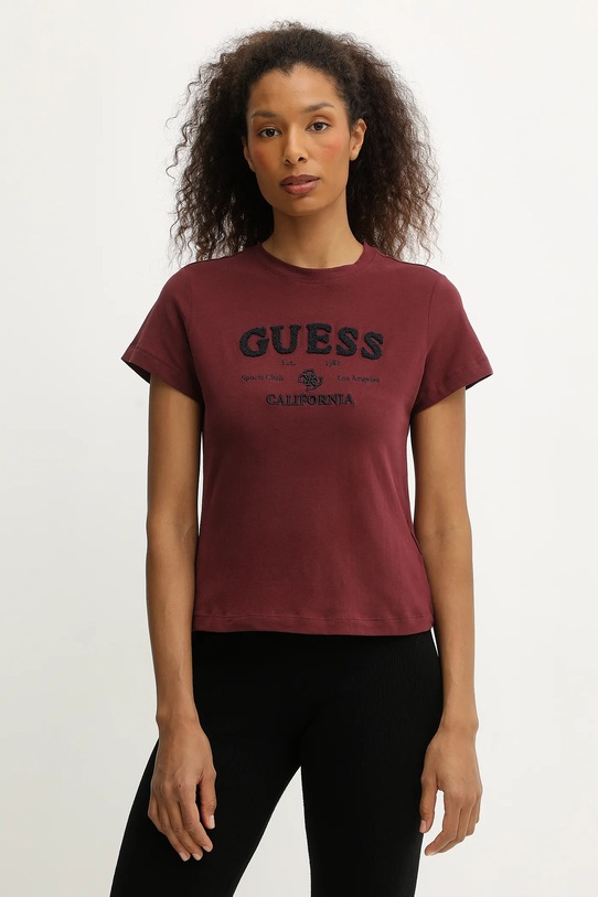 Guess t-shirt CELIA regular bordowy V5BI02.KCBF1