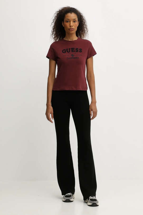 Guess t-shirt CELIA V5BI02.KCBF1 bordowy AW25