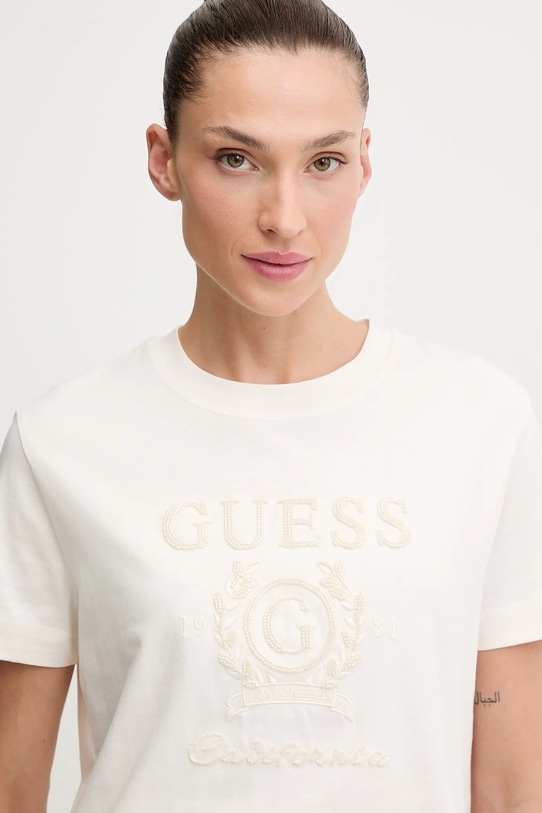 Хлопковая футболка Guess MENA бежевый V5BI07.K8FQ4