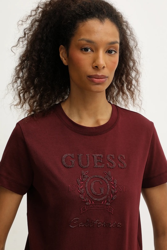 Хлопковая футболка Guess MENA бордо V5BI07.K8FQ4