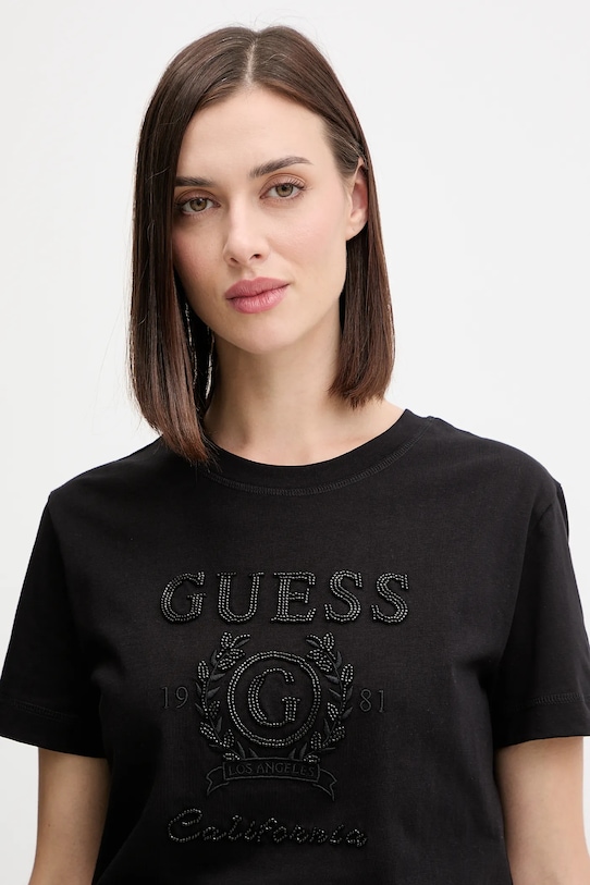 Guess t-shirt bawełniany MENA czarny V5BI07.K8FQ4