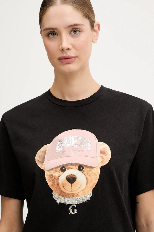 Хлопковая футболка Guess TEDDY BEAR чёрный V5BI09.I3Z14