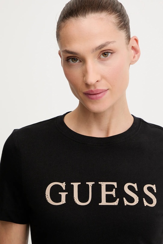 Guess t-shirt bawełniany CLELIA czarny V5BI10.I3Z14