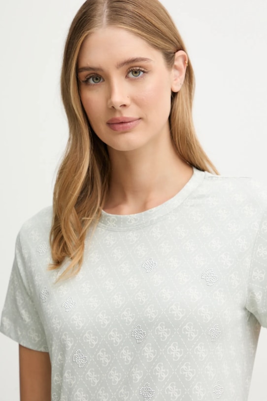 Guess t-shirt bawełniany RHOMBUS zielony V5BI14.I3Z14