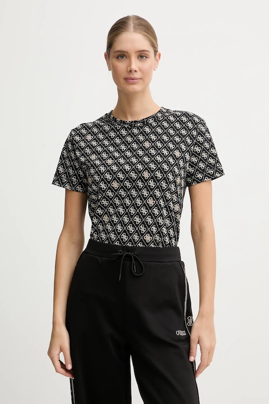 Guess t-shirt bawełniany RHOMBUS wzorzyste czarny V5BI14.I3Z14
