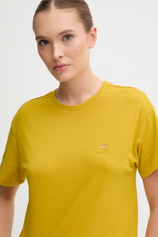 Napapijri t-shirt bawełniany S-Nina żółty NP0A4H87Y1O1
