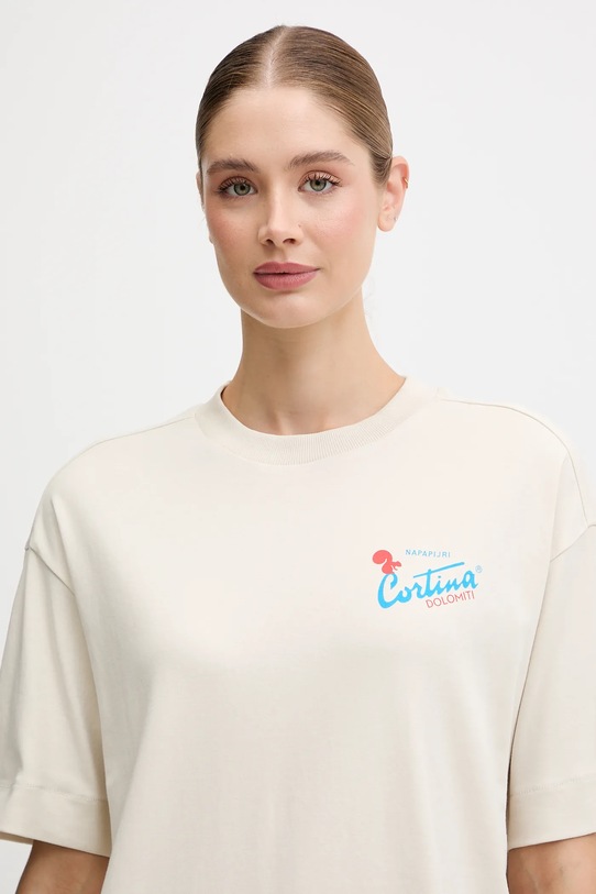 Napapijri t-shirt bawełniany S-Irto beżowy NP0A88SON1J1
