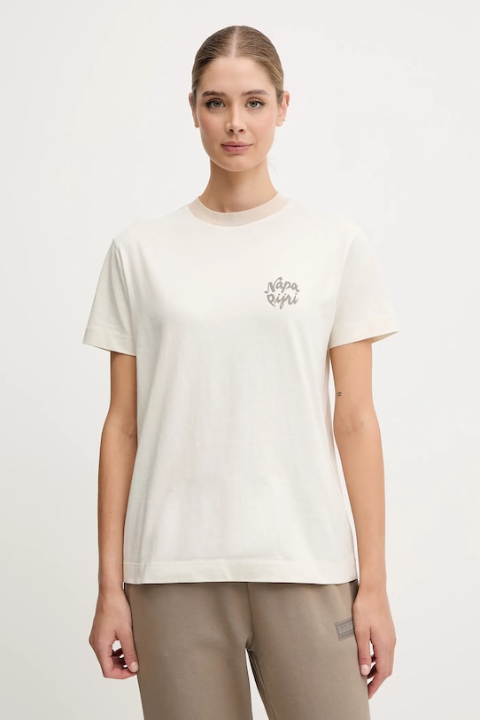 Napapijri tricou din bumbac S-Fedaia print bej NP0A88XON1J1