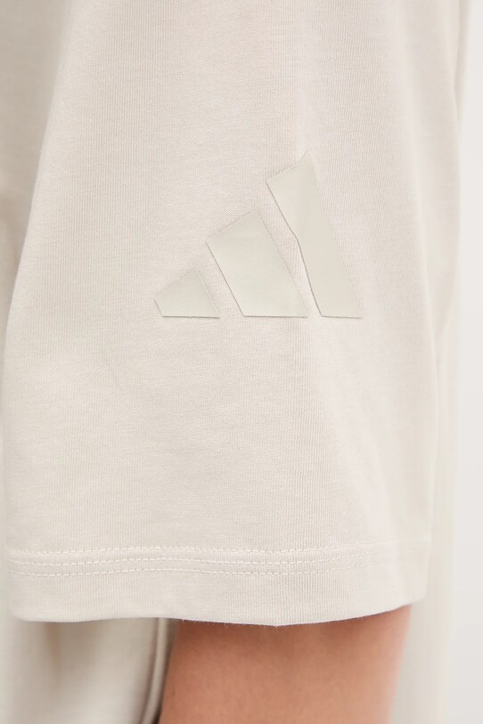 Хлопковая футболка adidas Essentials JE0001 бежевый
