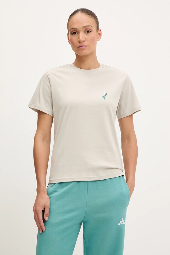 adidas tricou din bumbac Tiro print bej JM4358