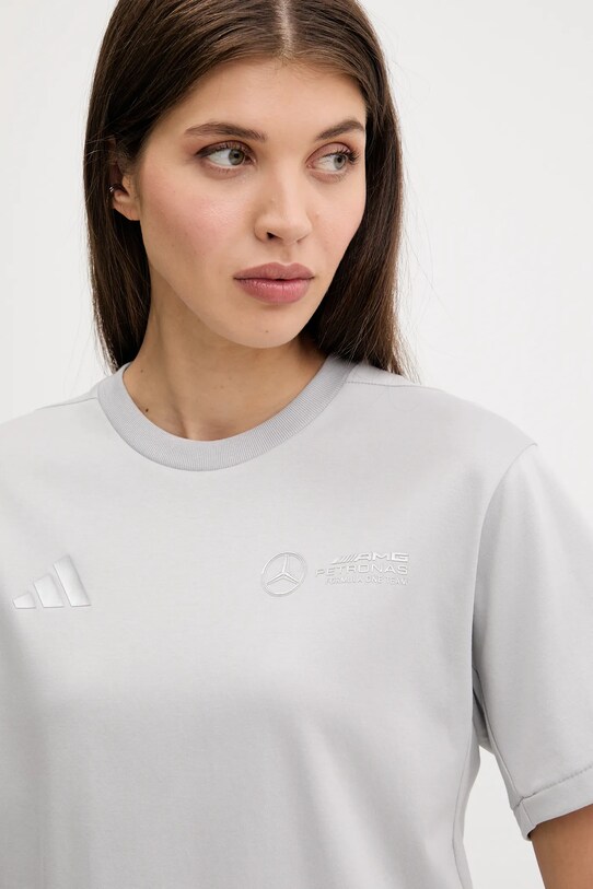 Хлопковая футболка adidas x Mercedes серый JW3482