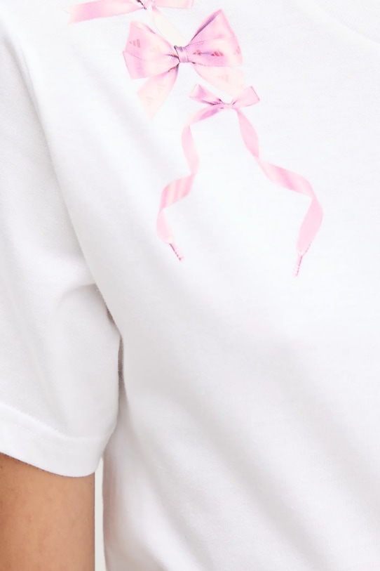 Βαμβακερό μπλουζάκι adidas W CO BOW T JX1322 λευκό