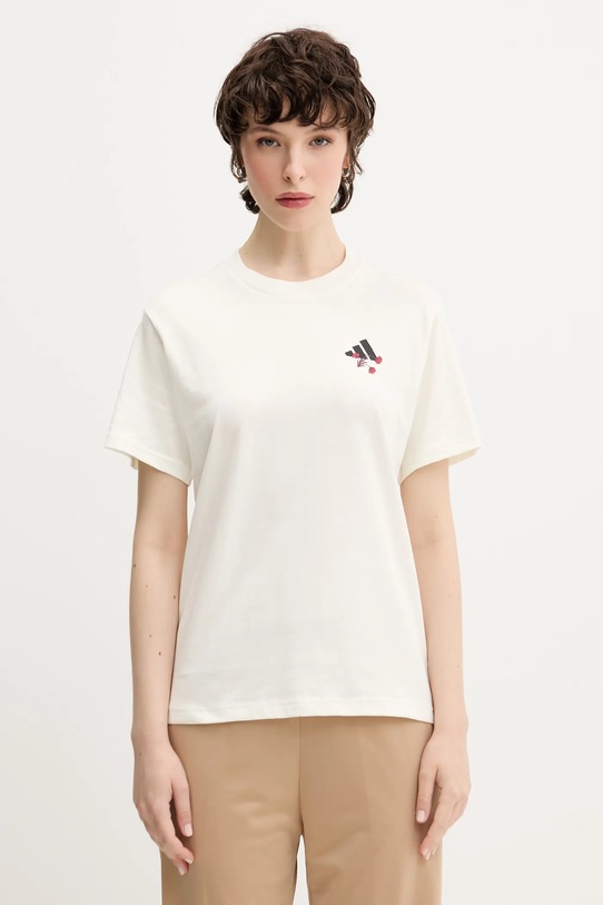 Odzież adidas t-shirt bawełniany Floral KB2488 beżowy